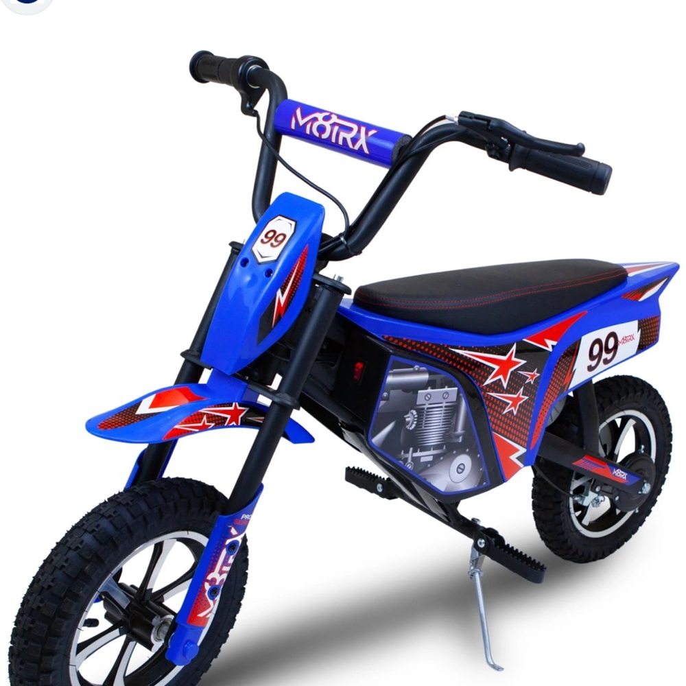 Blue and Red Kids Electric Ride-On Bike